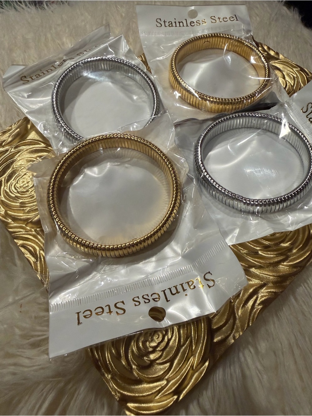 Stackable Stretch Coil Bracelet - Gold and Silver